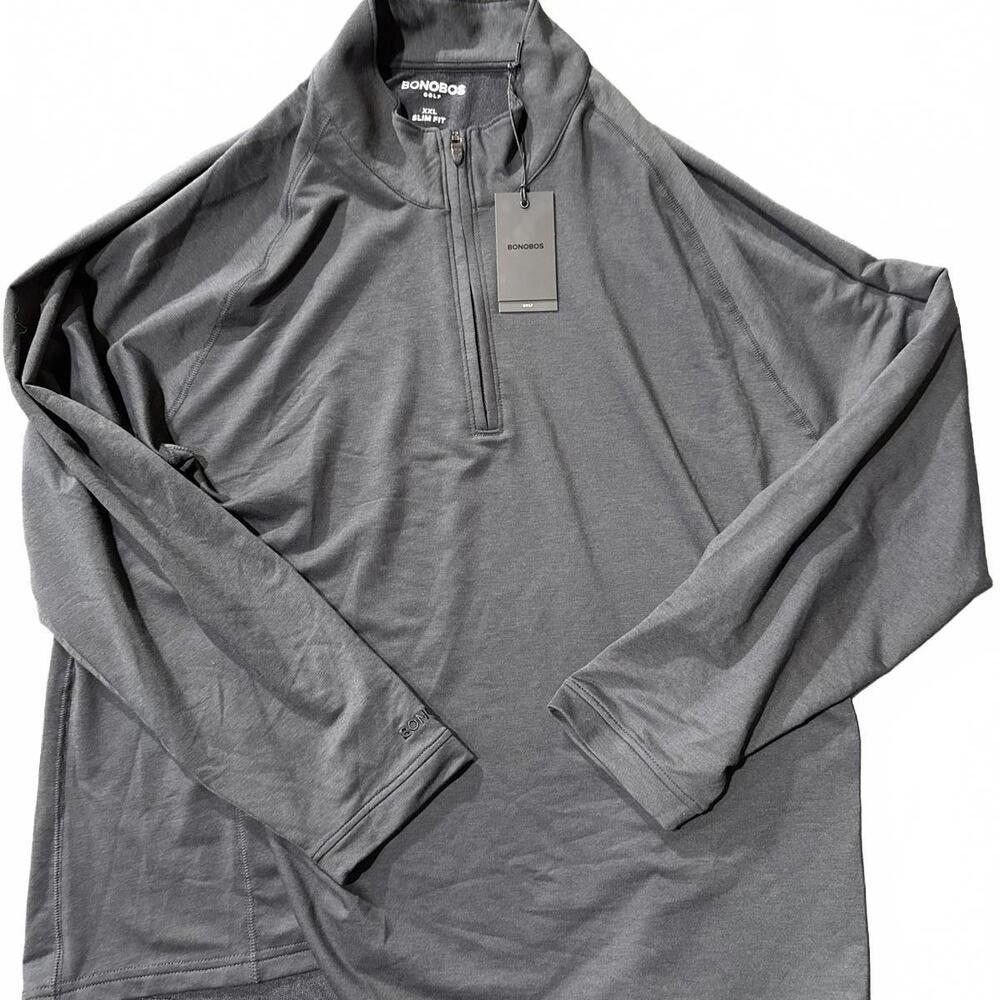 Bonobos Men's Quarter Zip Pullover Size 2x slim - Black